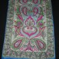 Vintage Large Oblong Paisley Print Scarf Blue, Pink & Green