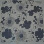 Vintage Mod Flowers Navy and White on Sheer White Silk