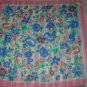 Vintage Italian Pink, Blue and Green Square Scarf