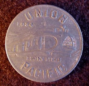 UNION PACIFIC TRAIN PULLMAN CAR TOKEN 1934