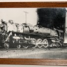 FRAMED STEAM ENGINE LOCOMOTIVE TRAIN PHOTO OLD PRINT