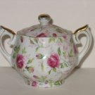 Vintage LEFTON CHINA ROSE CHINTZ MINI SUGAR BOWL W/ LID PINK