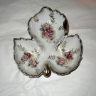 Vintage Japan China Floral Leaf Shape Dish bowl Pink Rose