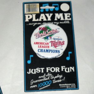 MN TWINS AL Baseball 1987 World Series Pinback Pin