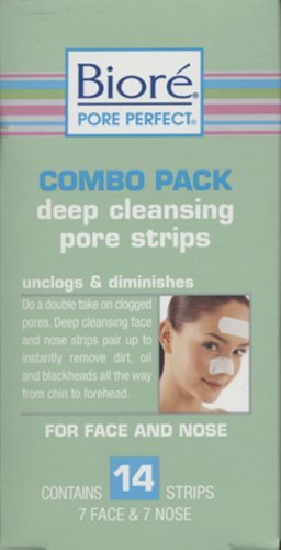 Biore Combo Pack Deep Cleansing Pore Strips Unclogs & Diminishes Contains 14 Strips For Face and Nos