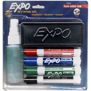 Expo Low OdorChisel Tip Four-Color Dry Erase Marker Set EXPO806535