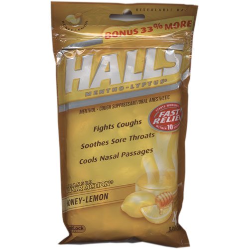 Halls Mentho Lyptus Cough Drops Advanced Vapor Action, Honey Lemon