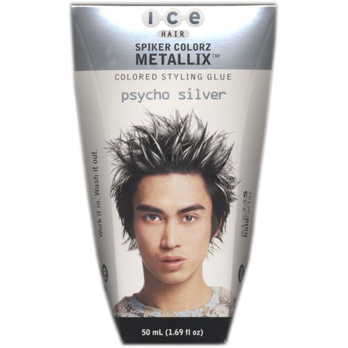 Ice Hair Spiker Colorz Metallix Colored Styling Glue, Psycho Silver