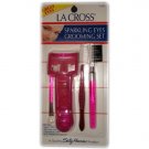 La Cross Sparkling Eyes Grooming Set Contains: 1 Slant Tweezer, 1 Eyelash Curler, 1 Lash/Brow Comb, 
