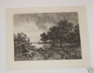Sunset Steel Engraving 1800's