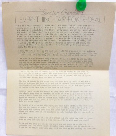 Everything Fair Poker Deal Lecture Notes 5 Tricks 5 Magicians