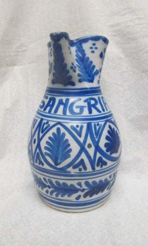 Vintage Sangria Pitcher Blue & White