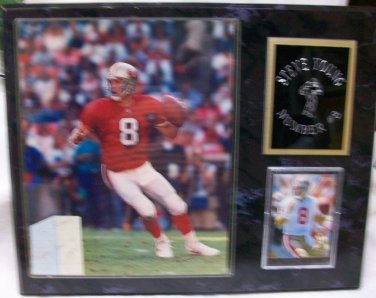 Steve Young Plaque with Baseball Card Signed