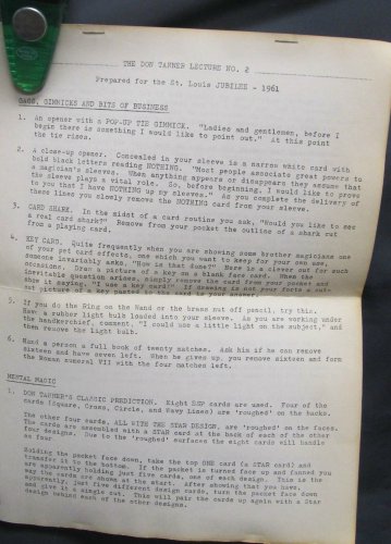 Magic:  Don Tanner Lecture Notes