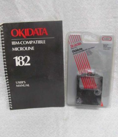 Okidata Microline 182 Dot Matrix manual and ribbon.