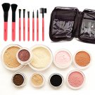 21pc Mineral makeup kit foundation eye shadow pink brushes-Fairly light-Light-Medium-Tan-Dark-Deep