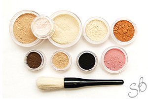 13pc Mineral makeup kit foundation eyeshadow brush set-Fairly light-Light-Medium-Tan-Dark-Deep Veil