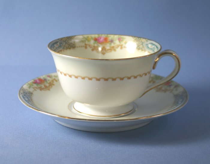 Rose China Occupied Japan 4007 Cup and Saucer Set (Footed)