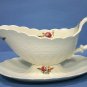 Spode Heath & Rose (Jewel) Gravy Boat With Attached Underplate