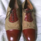 BALLY OF SWITZERLAND CANVAS/LEATHER DRESS SHOES 9 1/2M ITALY LATE 1970'S USED