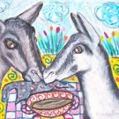 Alpine Drinking Coffee Dairy Goat Art Giclee Print NEW 8.5 x 11