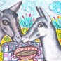 Alpine Drinking Coffee Dairy Goat Art Giclee Print NEW 8.5 x 11