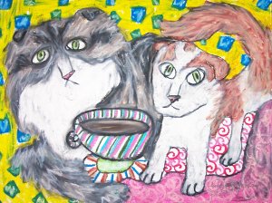 Scottish Fold drinking Coffee Cat Art Giclee Print NEW 8.5 x 11