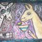 Nigerian Dwarf Drinking a Martini Dairy Goat Art Giclee Print
