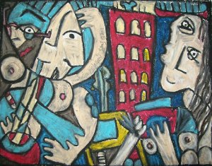 "Blues City Nights" Cubist Giclee Art Print