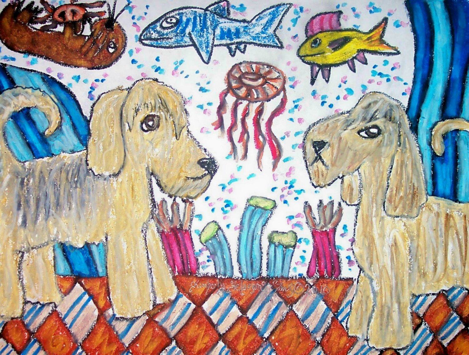 Do Otterhounds Visit the Aquarium Otterhound Dog Art Giclee Print