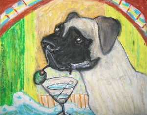 Bullmastiff Coffee Break Giclee Art Print Signed Numbered Limited edition