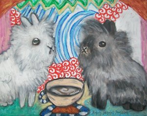 Do Lionheads Have Coffee Lionhead Rabbit Giclee Art Print Limited Edition