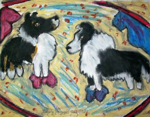 Do Shelties Enter Boxing Matches? Shetland Sheepdog Sheltie Giclee Dog Art Print by Stage Dragon
