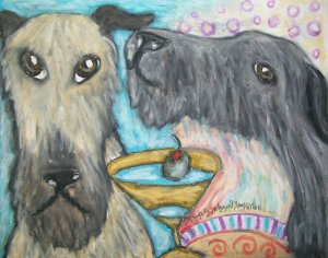 Scottish Deerhound Drinking a Martini Giclee Dog Art Print by Stage Dragon