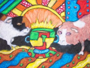 Guinea Pig Drinking Coffee Cavy Art Giclee Print by Stage Dragon
