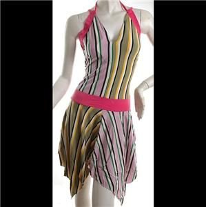 NEW COLORFUL FUNKY STRIPES BEACH PARTY MINI DRESS FREE SHIP WORLDWIDE