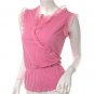 NEW PINK LACE BABYDOLL 80S LIKE GATHERED WAIST TOP S FREE WORLDWIDE SHIP