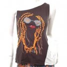 NEW UNIQUE COLLAGE ART DIY ASYMM B&W TOP FREE WORLDWIDE SHIP