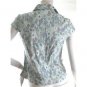 NEW UNIQUE KIMONO PRINT WAIST CINCH PLEATED SHIRT TOP