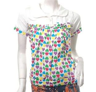 NEW CUTE JAPAN COLORFUL HEARTS POLO TOP FREE WORLDWIDE SHIPPING