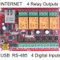 WEB, Internet , Ethernet controlled relay board: Arduino compatible, RS485, USB