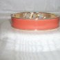 Gold Tone Link Bangle Bracelet with Hermes Orange Enamel