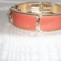 Gold Tone Link Bangle Bracelet with Hermes Orange Enamel