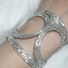 Cut Out Design Silver Tone Bead Flex Cuff Bracelet