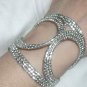 Cut Out Design Silver Tone Bead Flex Cuff Bracelet