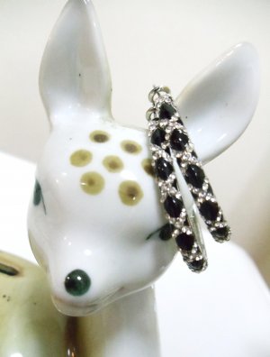 Black Hoops with CZ Criss Cross Pattern