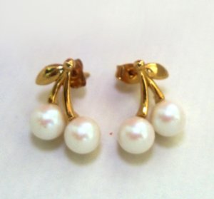 Cherry Pearly Stud Earrings