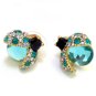 Lady Beetle Crystal Stud Earrings (Blue)