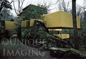1979 Frank Lloyd Wright's Fallingwater West Elevation/Winter Extra Large Postcard FREE SHIPPING