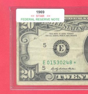 1969   " E "   STAR   $20.00 FRN = E01530248*